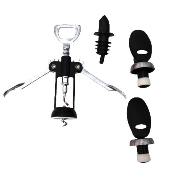Two Wine stoppers, one corkscrew tool and one Pouring tip for drinks - Picture 4 of 7